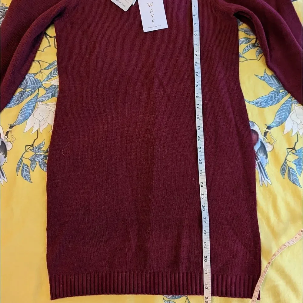 WAYF maroon puff sleeve sweater dress sz xs nwt - Picture 5 of 6